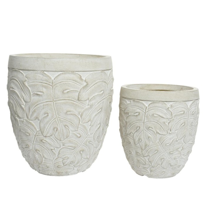 SET 2 VASI BEIGE DEC FOGLIE H4